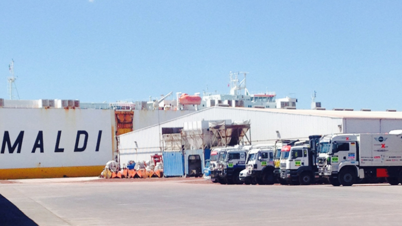 Illustration for article titled Dakar '700 Vehicles Closer' After Massive Delivery By Sea